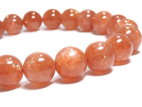 [Video][One of a kind] High Quality Sunstone AAA+ Round 9mm Bracelet NO.111