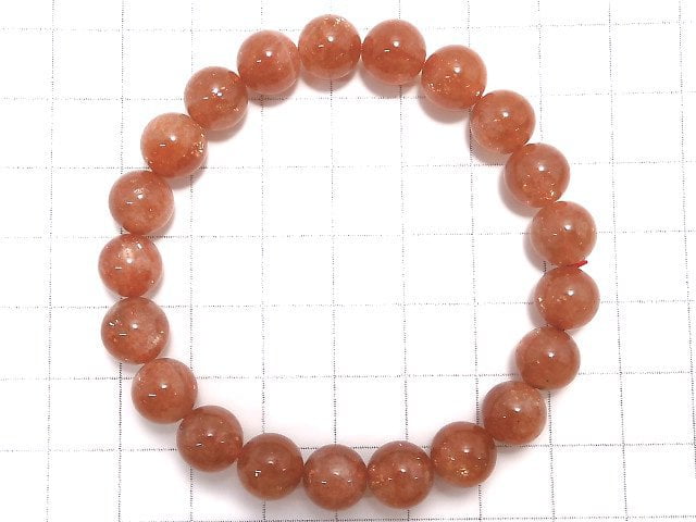 [Video][One of a kind] High Quality Sunstone AAA+ Round 9mm Bracelet NO.111