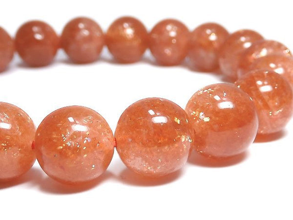 [Video][One of a kind] High Quality Sunstone AAA+ Round 9.5mm Bracelet NO.114