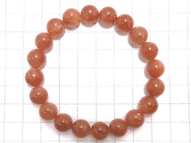 [Video][One of a kind] High Quality Sunstone AAA+ Round 10mm Bracelet NO.115
