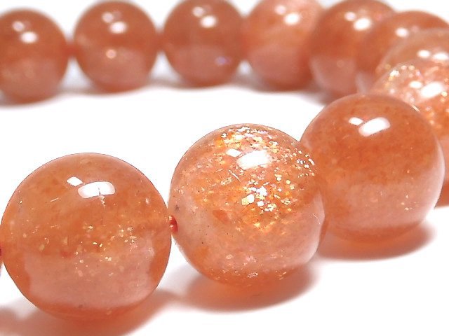 [Video][One of a kind] High Quality Sunstone AAA+ Round 10.5mm Bracelet NO.116