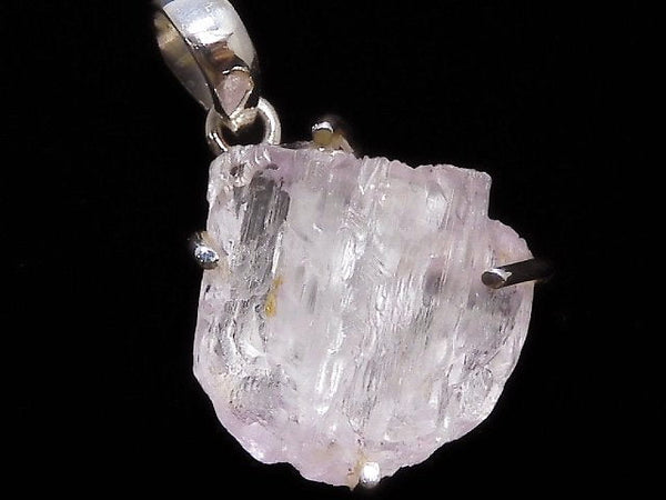 [Video][One of a kind] Kunzite Rough Rock Nugget Pendant Silver925 NO.4