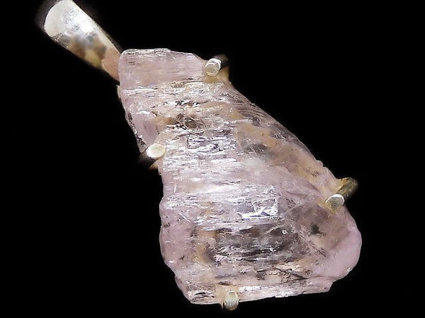 [Video][One of a kind] Kunzite Rough Rock Nugget Pendant Silver925 NO.8