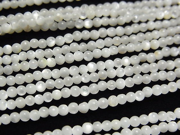 High Quality White Shell (Silver-lip Oyster) AAA Round 2mm 1strand beads (aprx.15inch / 38cm)