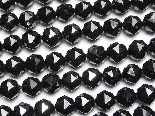 [Video] High Quality! Black Spinel AAA Star Faceted Round 6mm 1/4 or 1strand beads (aprx.15inch / 37cm)
