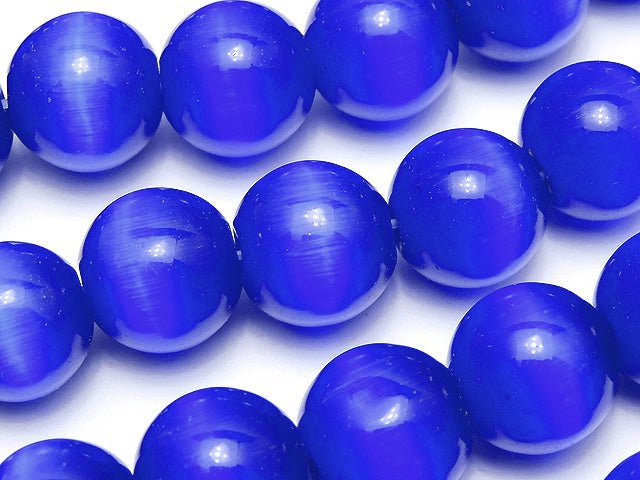 1strand $4.79! Blue Color 4Cat's Eye (Glass) Round 12mm 1strand beads (aprx.14inch / 34cm)