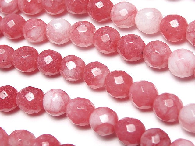 1strand $6.79! Red Jade 64 Faceted Round 6 mm 1strand beads (aprx.15 inch / 38 cm)