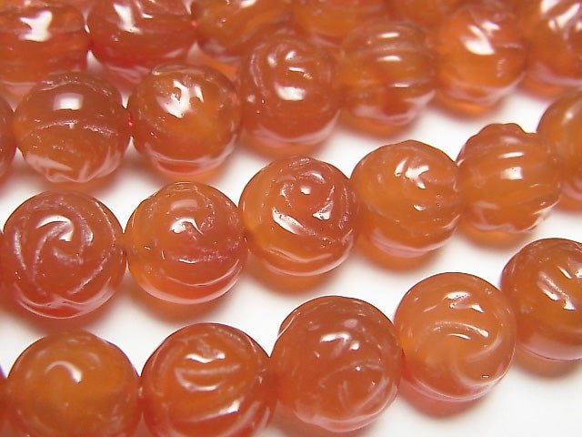 [Video] Carnelian AAA Round Rose Cut 10mm half or 1strand beads (aprx.14inch/35cm)
