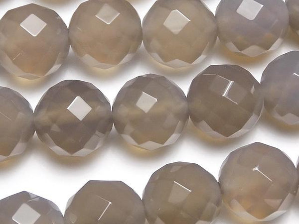 Gray Onyx AAA 64 Faceted Round 12 mm half or 1 strand beads (aprx. 15 inch / 36 cm)