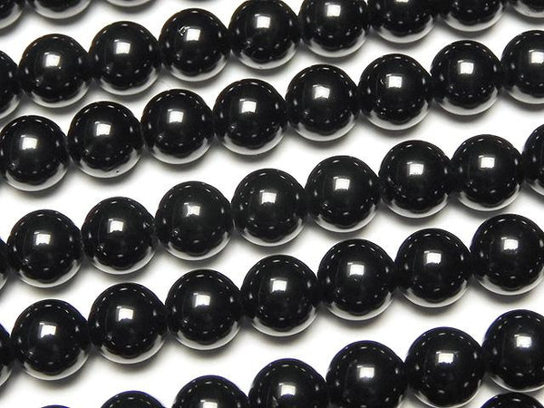 [Video] Black Tourmaline AAA Round 6mm half or 1strand beads (aprx.15inch / 38cm)
