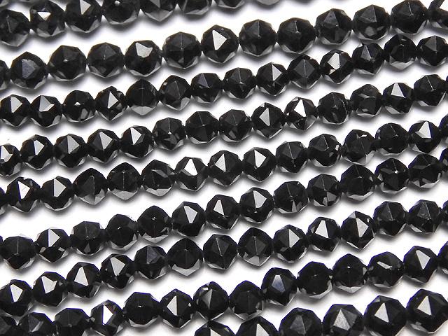 [Video] High Quality Black Spinel AA Star Faceted Round 4mm 1strand beads (aprx.15inch / 38cm)