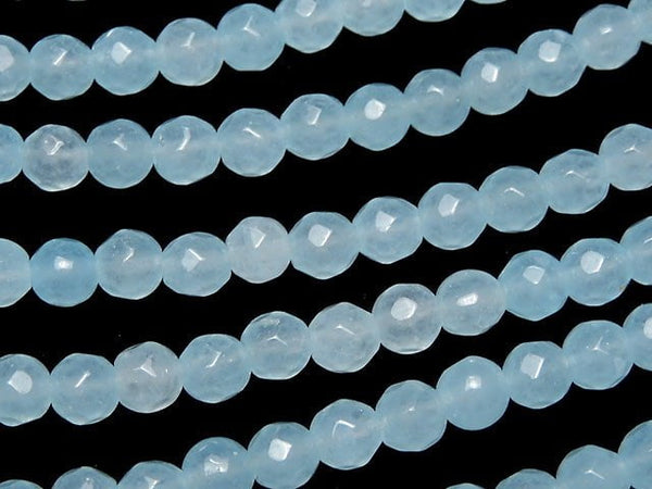1strand $5.79! Light Blue Jade 32 Faceted Round 4 mm 1strand beads (aprx.15 inch / 38 cm)