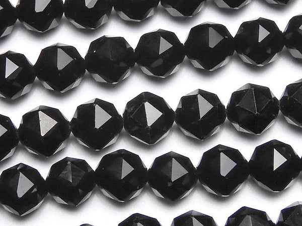 [Video] High Quality! Black Spinel AAA Star Faceted Round 8mm 1/4 or 1strand beads (aprx.15inch / 36cm)
