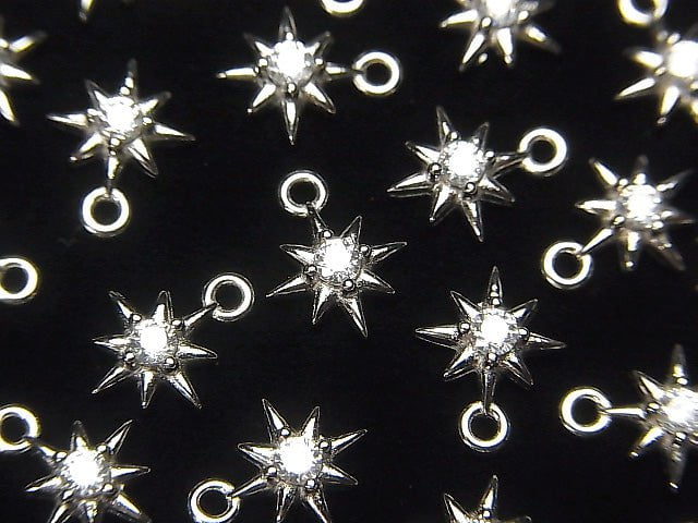 Metal Parts Star motif charm 10 x 8 mm silver color (with CZ) 1 pc