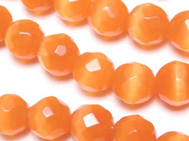 1strand $4.79! Orange Color Cat's Eye (Glass) Faceted Round 10mm 1strand beads (aprx.13inch / 33cm)