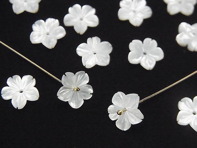 [Video] High Quality White Shell AAA Flower [6mm] [8mm] [10mm] [12mm] [14mm] Central Hole 3pcs $2.79