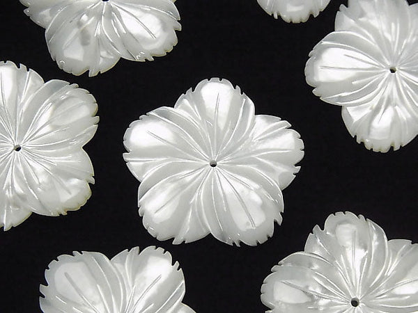 [Video] High quality White Shell (Silver-lip Oyster) AAA Flower 30 mm Middle hole 1 pc $4.79!