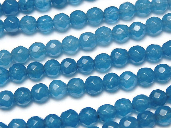 1strand $6.79! Blue Jade 32Faceted Round 4mm NO.3 1strand beads (aprx.15inch / 38cm)