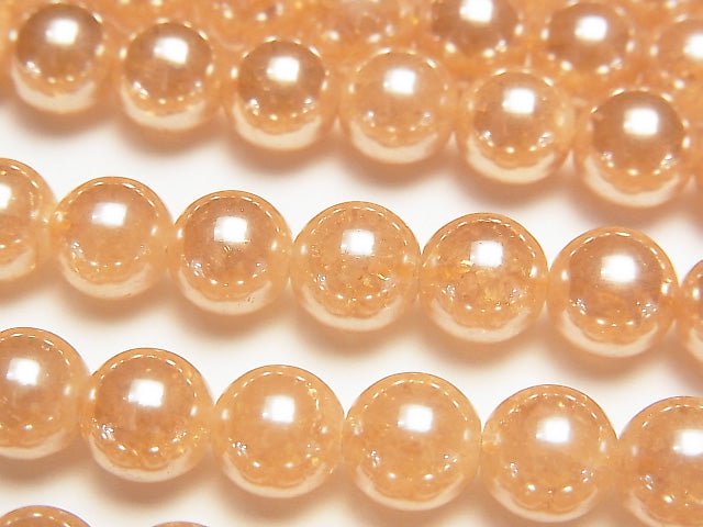 [Video] Cracked champagne color quartz AAA Round 8mm 1strand beads (aprx.15inch / 38cm)