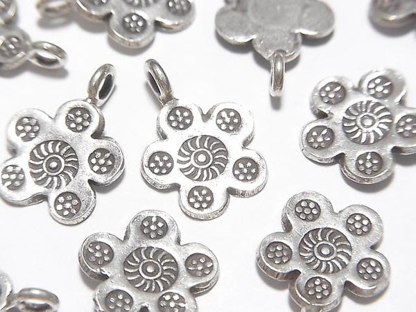 2pcs $4.79! Karen Hill Tribe silver flower motif charm 16 x 12 x 1 mm