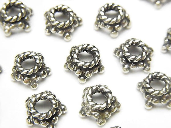 Bali Silver Beads Cap 8 x 8 x 4 mm Oxidized Finish 2 pcs $3.79!