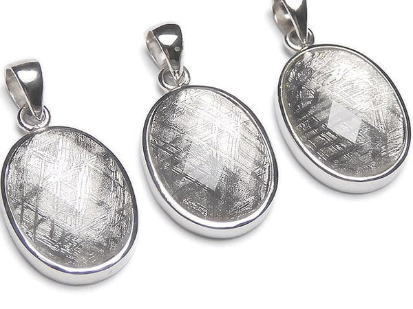 Meteorite  Faceted Oval Pendant 18x14x6mm Silver925