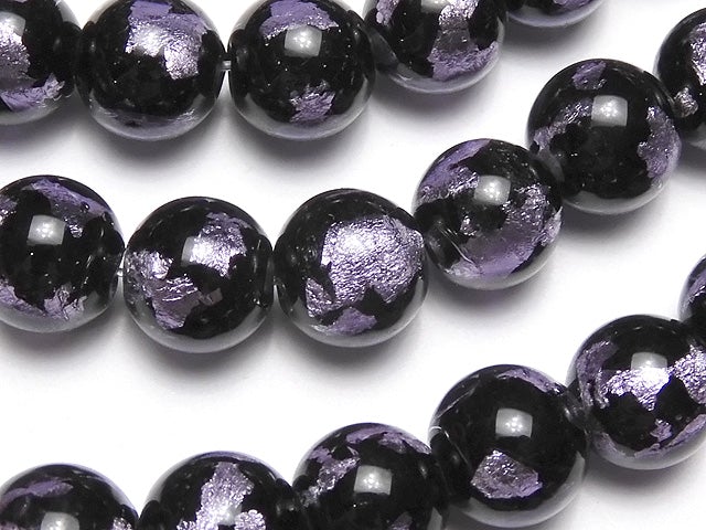 Lampwork Beads Round 10 mm [purple] 1/4 or 1strand beads (aprx.14 inch / 34 cm)