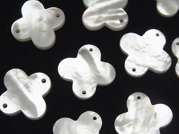 [Video] High quality White Shell (Silver-lip Oyster) Flower motif [2 holes] 13 mm, 16 mm, 18 mm 1 pc