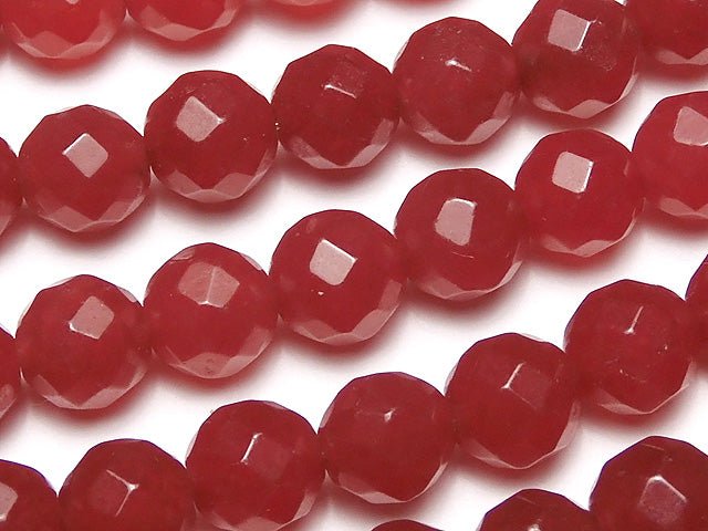 1strand $7.79! Red Jade 64 Faceted Round 8 mm 1strand beads (aprx.15 inch / 36 cm)