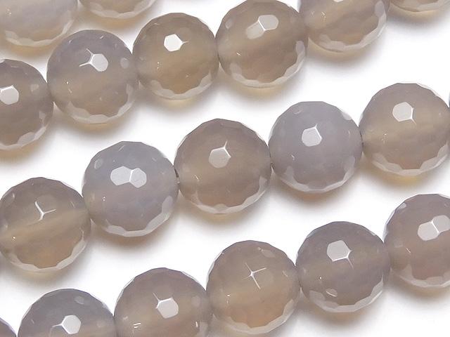 Gray Onyx AAA 128 Faceted Round 10 mm half or 1 strand beads (aprx.15 inch / 36 cm)