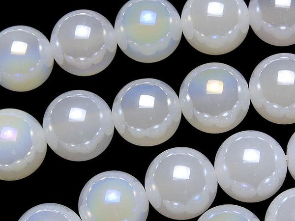 [Video] Flash, White Chalcedony Round 12mm half or 1strand beads (aprx.15inch / 37cm)