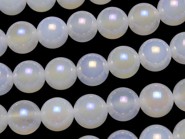 [Video] Flash, White Chalcedony Round 8mm 1strand beads (aprx.15inch / 37cm)