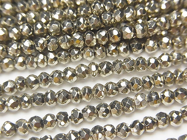 1strand $12.99! Pyrite AAA Platinum Color Coating Faceted Button Roundel 1strand beads (aprx.13inch / 31cm)