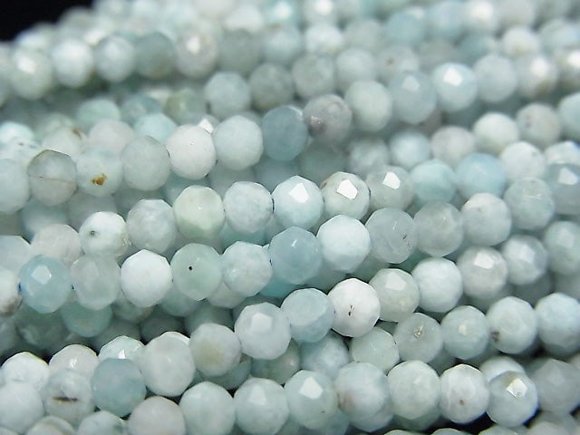[Video] High Quality! Larimar Pectolite AA Faceted Round 3mm 1strand beads (aprx.15inch / 37cm)