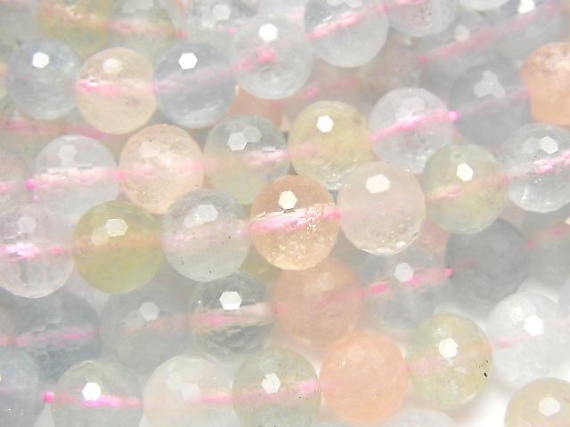 [Video]High Quality! Beryl Mix (Multi Color Aquamarine) AAA 128 Faceted Semi Faceted Round 8 mm half or 1 strand beads (aprx.15 inch / 37 cm)