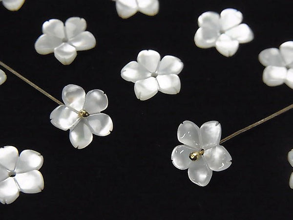 [Video] High quality White Shell (Silver-lip Oyster) AAA Flower [6 mm] [8 mm] [10 mm] [12 mm] [14 mm] Central hole!