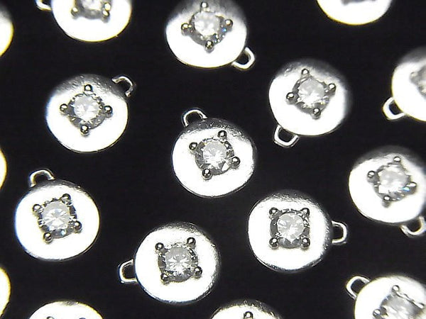 2 pcs $5.79! Silver925 Coin 9 x 8 x 2.5 mm charm (with CZ) [No coating] 2 pcs