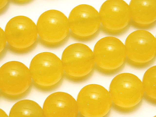 Yellow Color Chalcedony Round 10mm 1strand beads (aprx.15inch / 36cm)