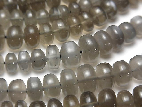 [Video] High Quality Gray Moonstone AAA Roundel half or 1strand beads (aprx.15 inch / 38 cm)