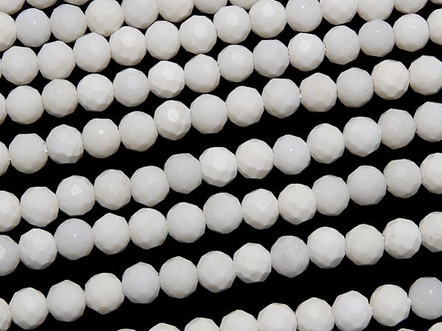 [Video] High Quality! White Onyx AAA- Faceted Round 3mm 1strand beads (aprx.15inch / 37cm)