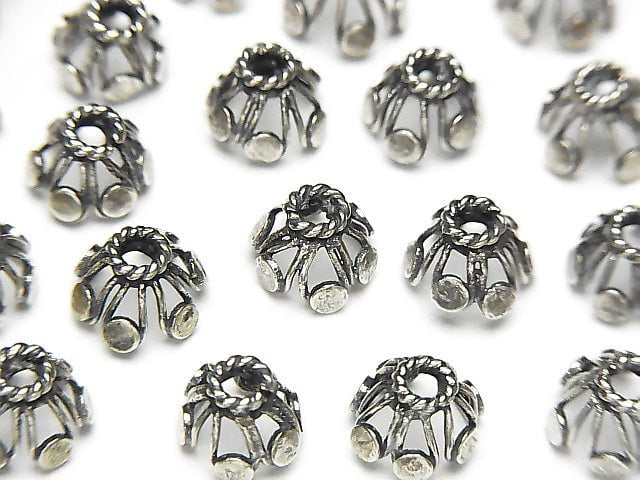 Bali Silver Beads Cap 8 x 8 x 5 mm Oxidized Finish 2 pcs $3.39!