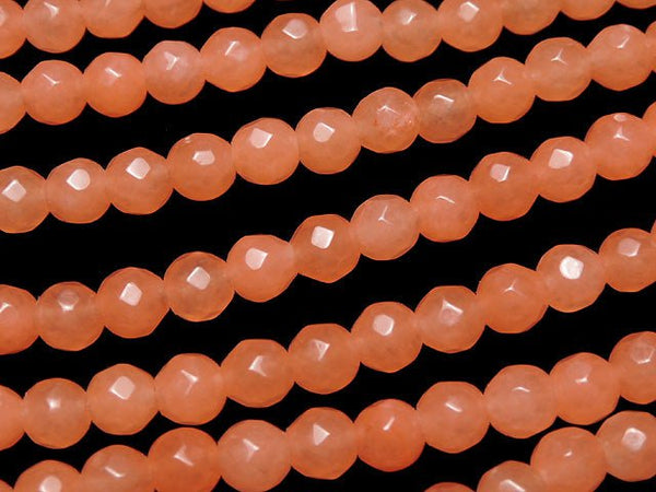 1strand $5.79! Pink Orange Jade 32 Faceted Round 4 mm 1strand beads (aprx.15 inch / 36 cm)