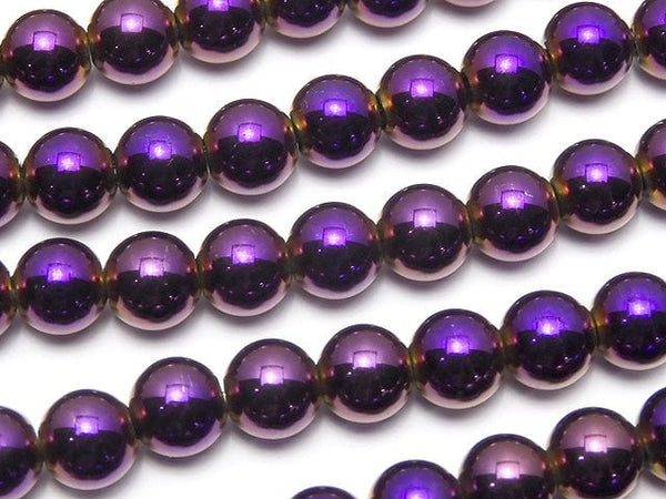 Hematite Round 6mm Metallic Purple 1strand beads (aprx.15inch / 38cm)