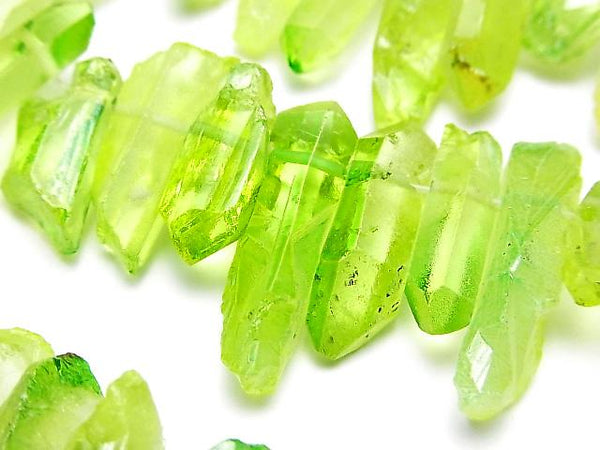 [Video] 1strand $12.99! Crystal Natural Point Cut Metallic Coating Light Green & Yellow 1strand beads (aprx.15inch / 38cm)