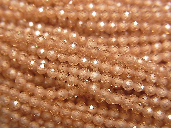 [Video] High Quality! Cubic Zirconia AAA Faceted Round 2 mm [light orange] 1 strand beads (aprx.15 inch / 38 cm)