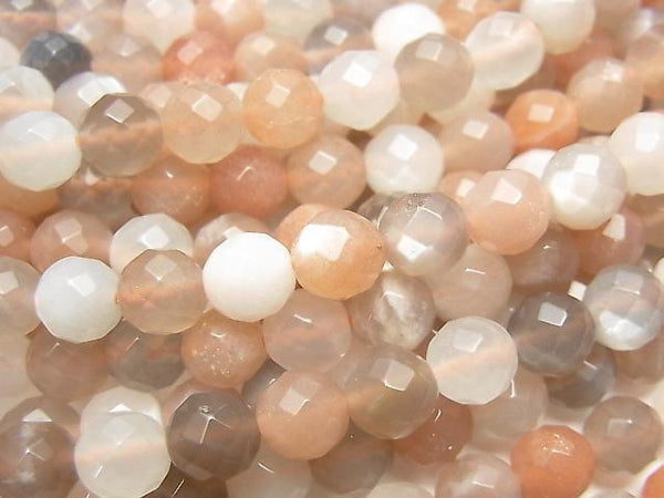 [Video]Multicolor Moonstone AA ++ 64 Faceted Round 6 mm half or 1 strand beads (aprx.15 inch / 38 cm)