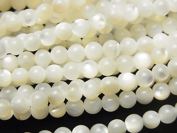 [Video] High Quality White Shell (Silver-lip Oyster) AAA Round 4mm 1strand beads (aprx.15inch / 37cm)