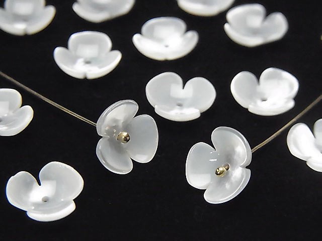 [Video] High quality White Shell (Silver-lip Oyster) AAA Stereoscopic Flower [6 mm] [8 mm] [10 mm] Center hole 4 pcs $3.79