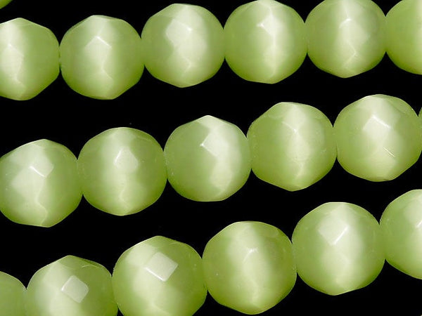 1strand $4.79! Light Green Color Cat's Eye (Glass) 32 Faceted Round 10 mm 1strand beads (aprx.14 inch / 34 cm)