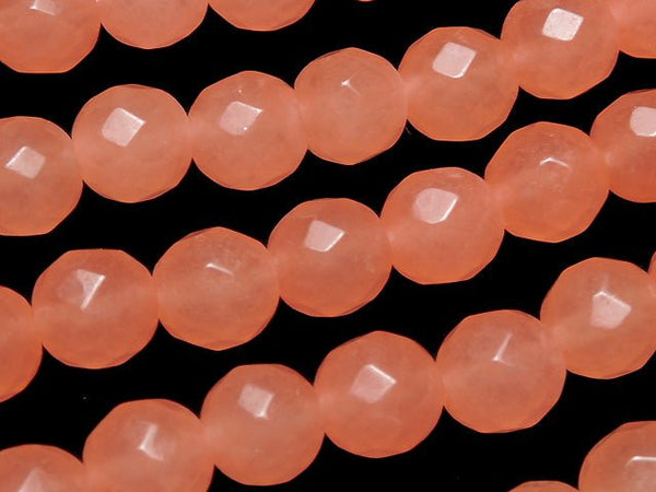 1strand $6.79! Pink Orange Jade 64Faceted Round 8mm 1strand beads (aprx.15inch / 36cm)